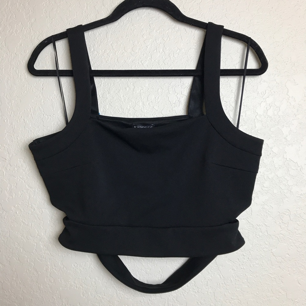 Express Crop Tank Top Open Back Square Neck